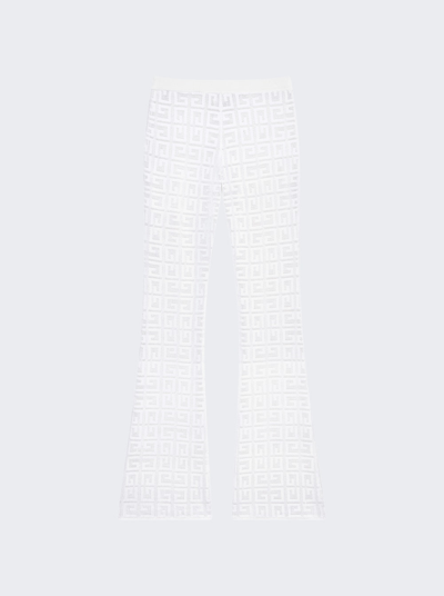 Givenchy Perforated Viscose Blend Flared Fit Pants With Monogram Moti In White