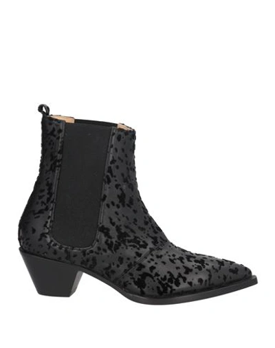 Shop A.testoni A. Testoni Woman Ankle Boots Black Size 7.5 Lambskin, Textile Fibers