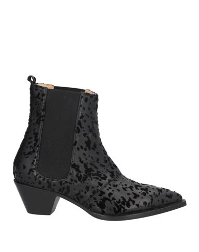 A.testoni Testoni Woman Ankle Boots Black Size 5.5 Lambskin, Textile Fibers In Black