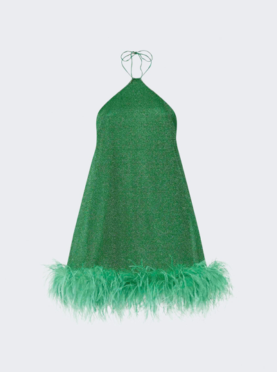 Shop Osã©ree Lumiã¨re Plumage Necklace Short Dress In Emerald Green