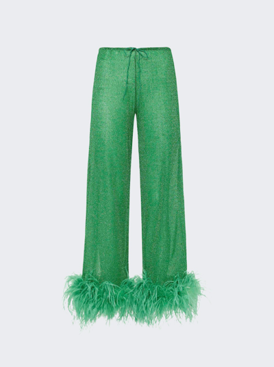 Shop Osã©ree Lumiã¨re Plumage Long Pants In Emerald Green