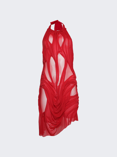 Shop Di Petsa Wet Look Mini Dress In Red