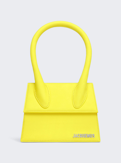 Shop Jacquemus Le Chiquito Moyen Bag In Neon Yellow