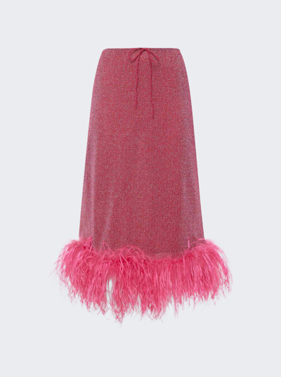 Shop Osã©ree Lumiã¨re Plumage Midi Skirt In Raspberry