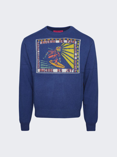Shop The Elder Statesman Complexity Theory Crewneck Sweatshirt In Blue Jay