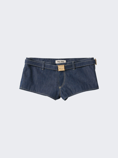 Shop Miu Miu Denim Shorts In Blue