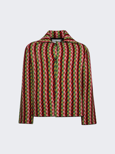 Shop Lanvin Curb Chevron Knit Jacket In Red And Green