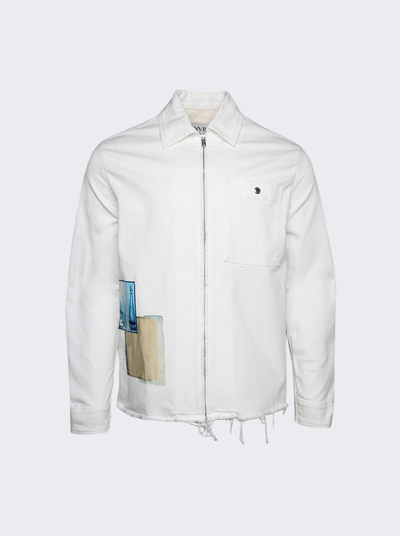 Shop Lanvin Zipped Denim Shirt In Optic White