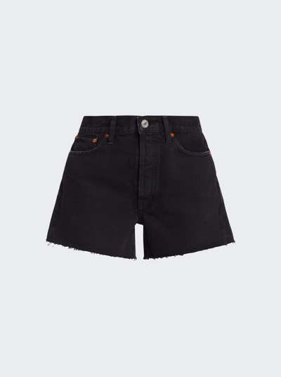 Shop Re/done 90s Low Slung Shorts In Washed Black