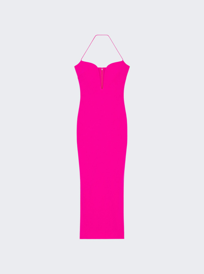 Shop Givenchy Wool Dress With Plunging Neckline In Fuchsia