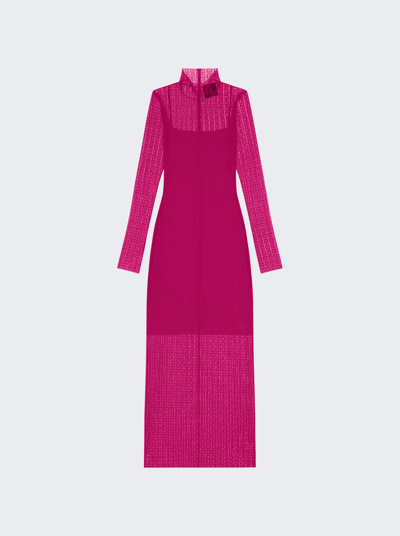 Shop Givenchy 4g Long Sleeve Lace Dress In Fuchsia