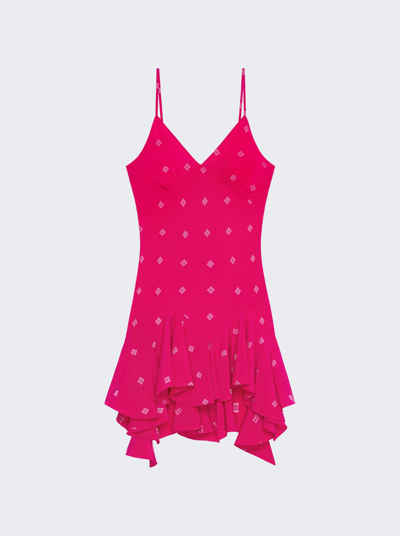 Shop Givenchy Ruffle Silk Mini Dress In Fuchsia