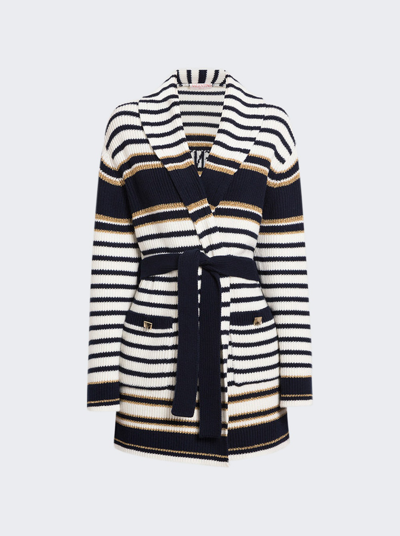 Shop Valentino Wool Striped Long Cardigan