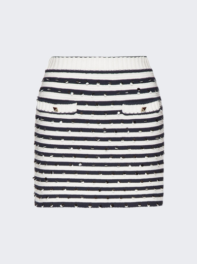 Shop Valentino Polka Dot Embroidered Striped Mini Skirt