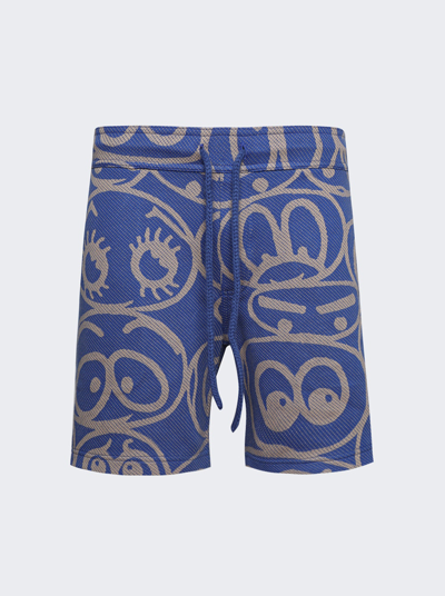Shop The Elder Statesman Expression Shorts In Blue Jay