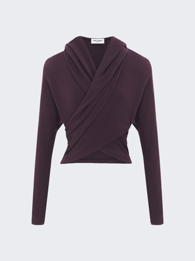 Shop Saint Laurent Long-sleeve Hooded Top In Prune