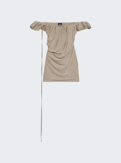 Shop Jacquemus La Robe Ciceri Mini Dress In Light Khaki