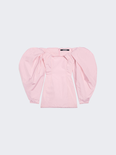 Shop Jacquemus La Robe Taffeta Mini Dress In Light Pink