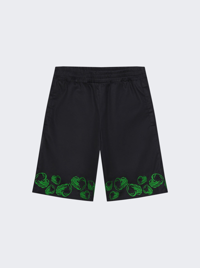 Shop Veert Heart Embroidered Shorts In Black
