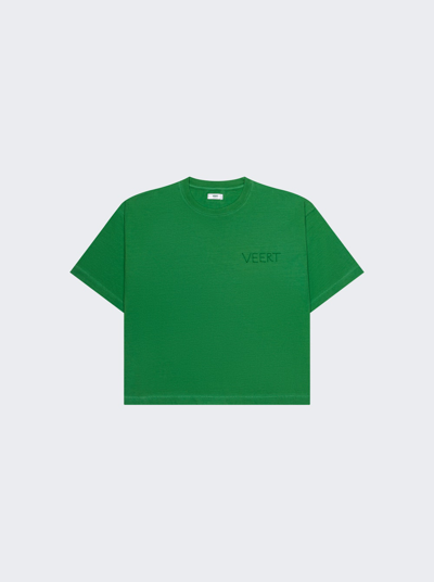 Shop Veert Handwritten Embroidered T-shirt In Green