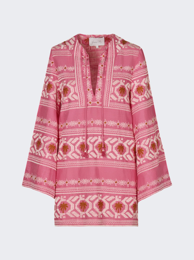 Shop Johanna Ortiz Apurimac Mini Tunic Dress In Tropic Pink And Ecru