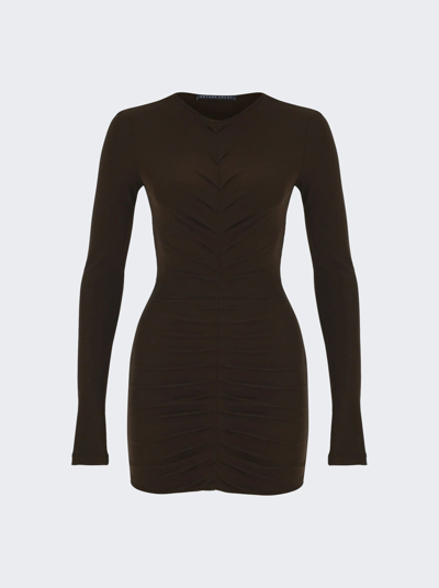Shop Zeynep Arcay Mini Ruched Jersey Dress In Dark Brown