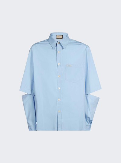 Shop Gucci Cotton Poplin Shirt In Sky Blue