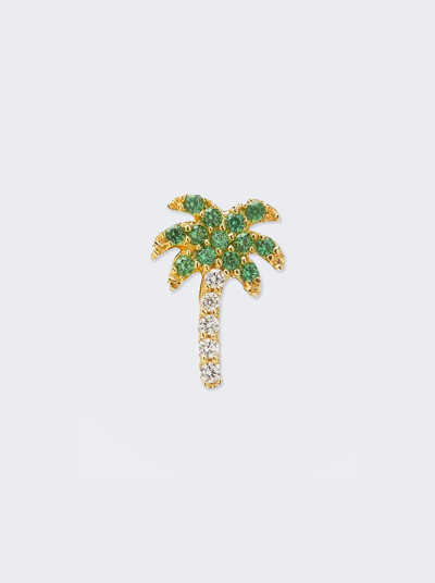 Shop Roxanne First Rocky's Palm Tree Stud Earring In Diamond And Green Garnet