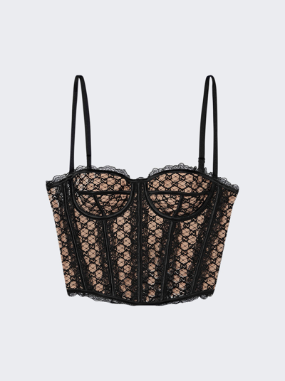 Shop Gucci Gg Net Corset Top In Beige And Black