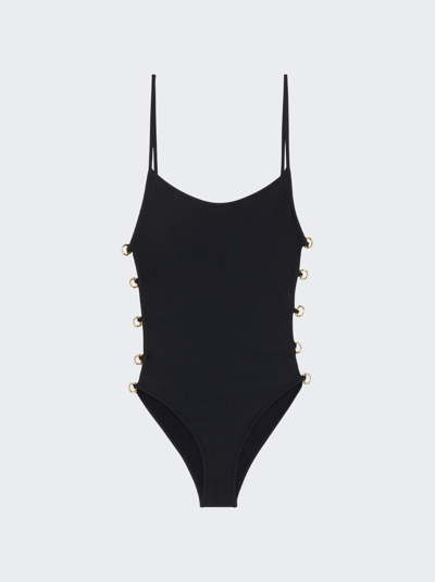 Shop Gucci Sparkling Jersey Swimsuit With Horsebit In Black