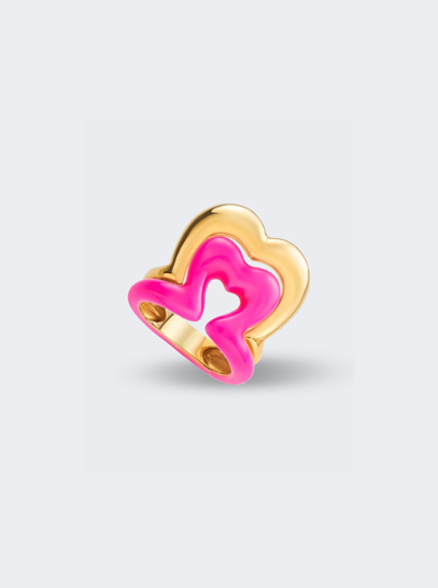 Shop Nevernot Show N Tell Ready To Burst Ring In 18k Gold And Neon Pink