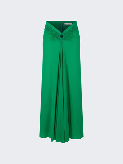 Shop Rabanne Gathered Maxi Skirt In Emerald