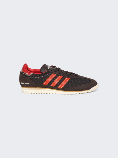 Shop Adidas Originals X Wales Bonner Knit Samba Sneaker In Dark Brown Orange Scarlet