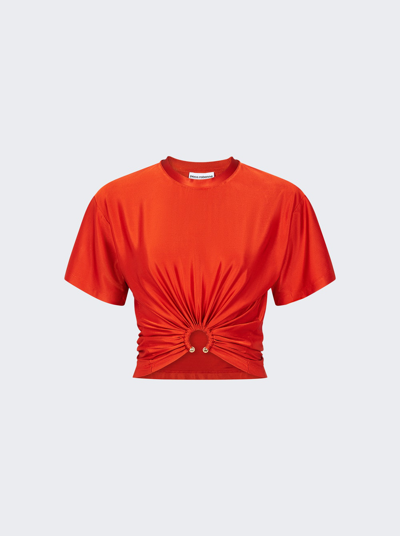 Shop Paco Rabanne Ring Gathered Cropped Tee In Paprika