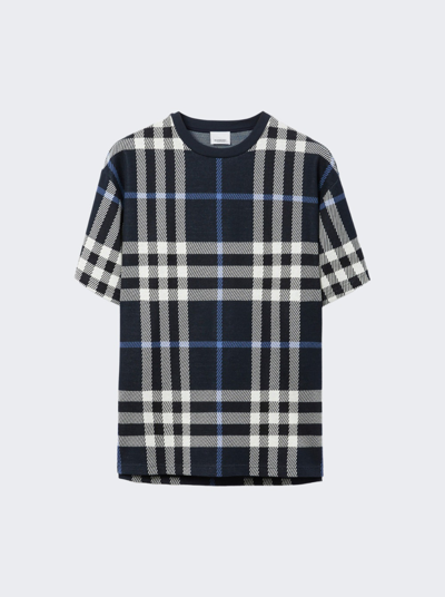 Shop Burberry Check Cotton Tee In White
