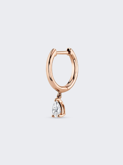 Shop Anita Ko Plain Single Huggie Earring With Pear Diamond Drop In 18k Rose Gold