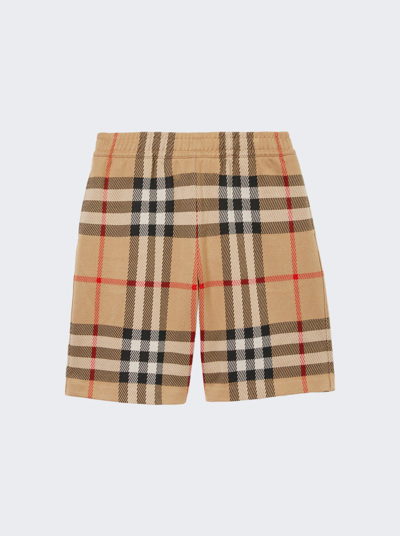Shop Burberry Check Cotton Jacquard Shorts In Archive Beige