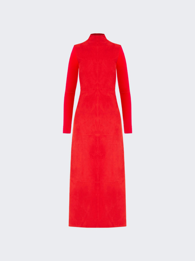 Shop Ferragamo Stretch Suede Maxi Dress In Red