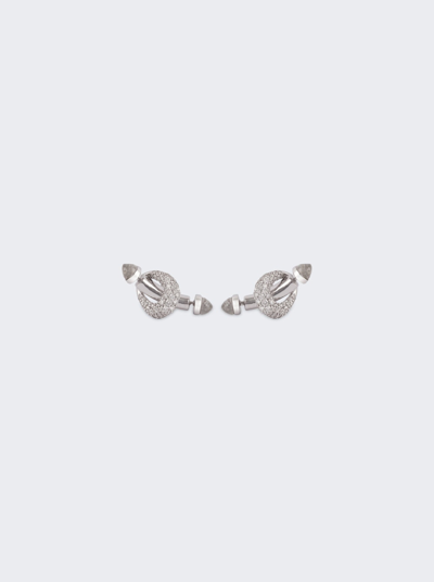Shop Ananya Chakra Solid Ear Studs In 18k White Gold