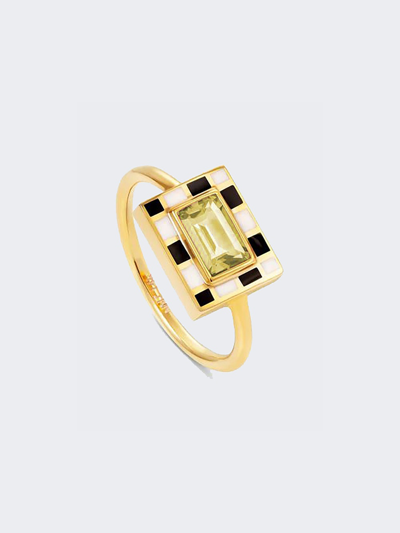 Shop Nevernot Lets Play Chess Good Move Ring In Gold And Green Topaz