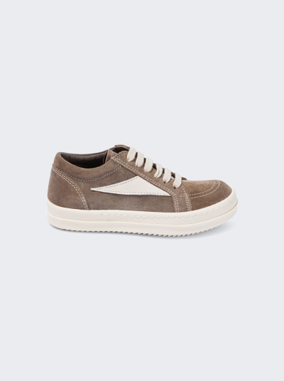 Shop Rick Owens Kids Vintage Suede Sneakers In Dust/milk