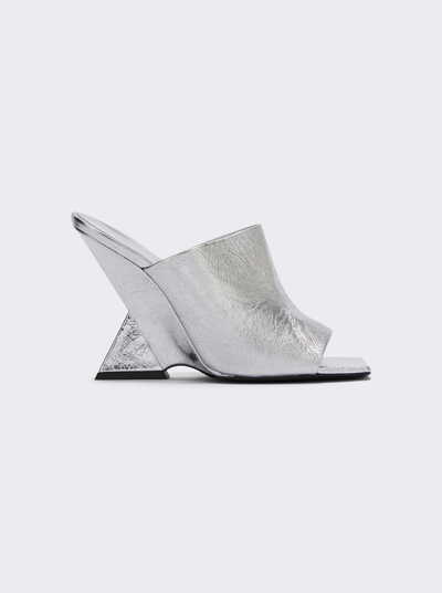 Shop Attico Cheope Mule Heel 105mm In Silver