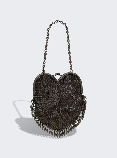 Shop Saint Laurent Mini Heart Bag Metal Mesh In Dark Rutenio