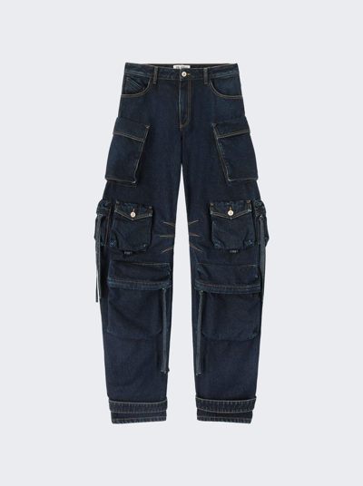 Shop Attico Fern Long Pants In Dark Blue