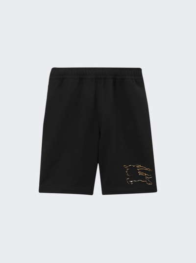 Shop Burberry Check Ekd Cotton Shorts In Black
