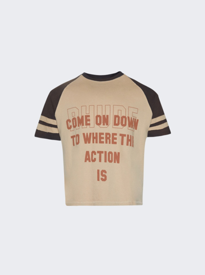 Shop Rhude Action Short Sleeve Raglan T-shirt In Khaki