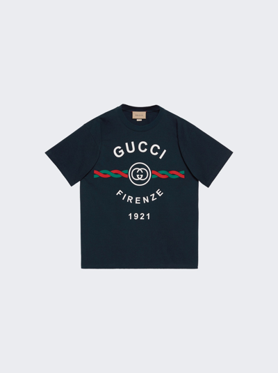 Shop Gucci Cotton Jersey T-shirt In Blue