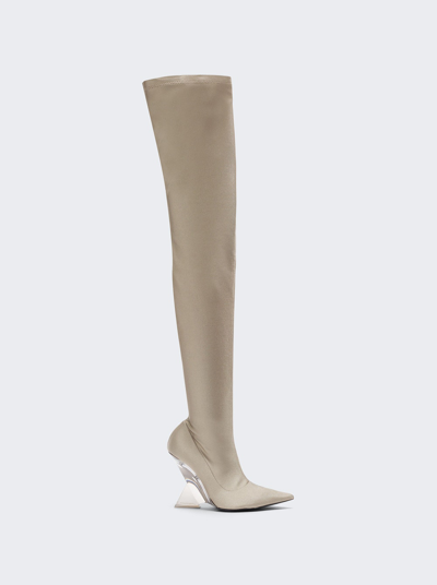 Shop Attico Cheope Stretch Thigh High Boot 105mm In Grey