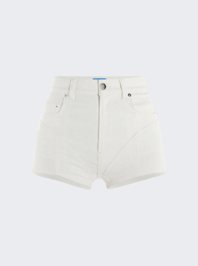Shop Mugler Bi-material Spiral Shorts In White