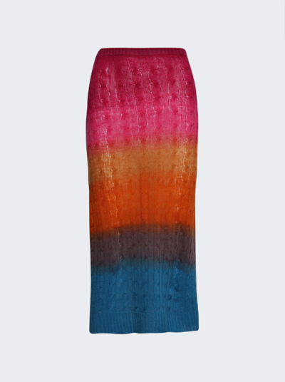 Shop Etro Cable-knit Midi Skirt In Multicolor